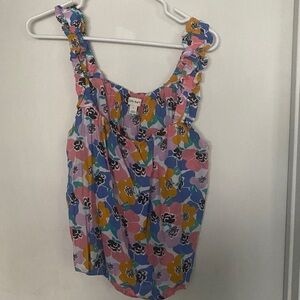 Colorful Floral Ruffle Blouse